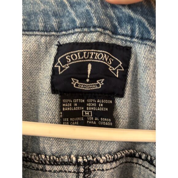 Vintage 90s Solutions! Denim Vest 4 Pocket Button Front Size Medium - Picture 3 of 5
